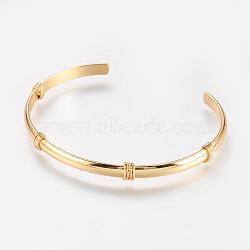 Brass Cuff Bangles, Real 18K Gold Plated, 2-1/8 inchesx2-1/2 inches(53x66mm)(BJEW-K153-02E)