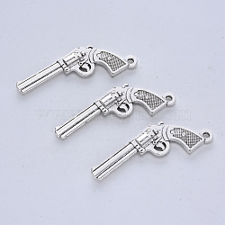 Tibetan Style Alloy Pendants, Cadmium Free & Lead Free, Gun, Antique Silver, 55x24x5mm, Hole: 2mm, about 64pcs/500g(TIBE-R316-118AS-RS)