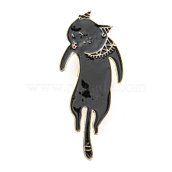 Cat Shape Enamel Pins, Light Gold Alloy Brooch for Backpack Clothes, Black, 61x26x1.5mm(JEWB-A017-01D)