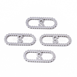 Tarnish Resistant 201 Stainless Steel Links Connectors, Laser Cut, Oval with Letter, Stainless Steel Color, Letter.S, 15x6x1mm, Hole: 4x5~7mm(STAS-N091-41S)