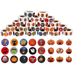 20 Rolls 20 Style Halloween Theme Self Adhesive Paper Stickers, Gift Tag Stickers, Flat Round, Mixed Patterns, 2.5cm, 1roll/style, 20style, 20roll(DIY-SZ0003-31)