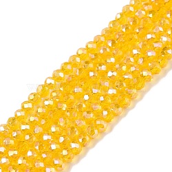 Electroplate Glass Beads Strands, AB Color Plated, Faceted, Rondelle, Dark Orange, 2.9~3.3x2mm, Hole: 0.8mm, about 148~150pcs/strand, 15.55~15.75 inch(39.5~40cm)(EGLA-A044-T2mm-B05)