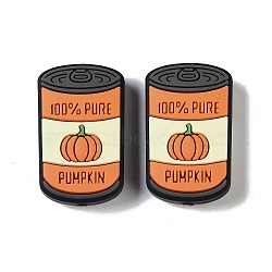 Silicone Focal Beads, Can, Pumpkin, 32.5x20x9mm, Hole: 2mm(SIL-M005-07B)