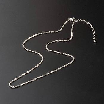 304 Stainless Steel Box Chain Necklaces, with Lobster Claw Clasps, Stainless Steel Color, 45.8x0.2cm