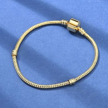 Brass Snake Chain Link Bracelets for Men Women, Real 18K Gold Plated, 7-1/2x1/8 inch(19x0.4cm)
