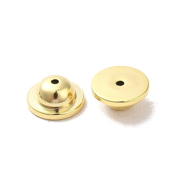 Brass Studs Earrings Findings, Round, Real 24K Gold Plated, 8x4mm, Hole: 1mm