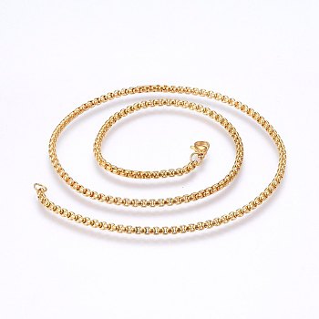 304 Stainless Steel Box Chain Necklaces, with Lobster Claw Clasps, Golden, 19.7 inch(50cm), 4mm