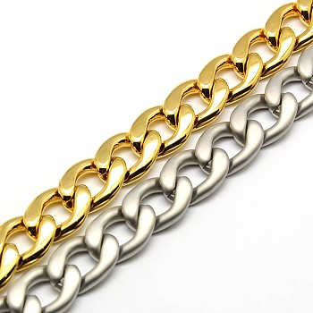 304 Stainless Steel Curb Chain/Twisted Chain Bracelets, with Lobster Claw Clasps, Mixed Color, 8-5/8 inch(220mm), 12mm