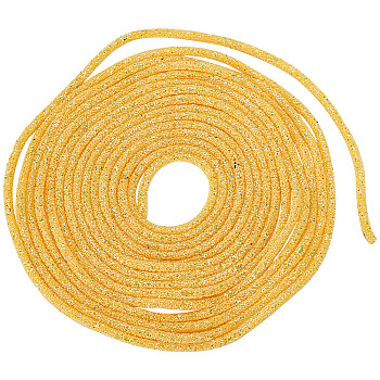 10 Yards PVC Tubular Synthetic Rubber Cord, Hollow Pipe, with Paillette, Gold, 5mm, Hole: 1.6mm