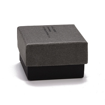 Rectangle Cardboard Ring Boxes, with Black Sponge inside, Gray, 5x5x3.25cm