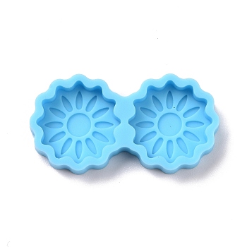 Sunflower Shaped Ornament Silicone Molds, Resin Casting Molds, for Ear Stud Craft Making, Deep Sky Blue, 20x37x5mm, Inner Diameter: 16.5mm
