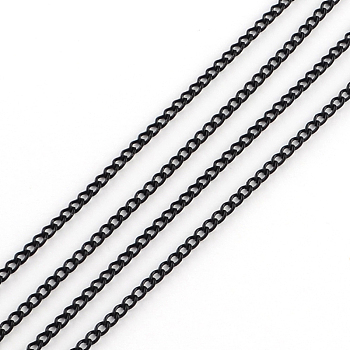 Electrophoresis Unwelded Iron Curb Chains, with Card Paper, Black, 3.7x2.8x0.8mm, about 32.8 Feet(10m)/card