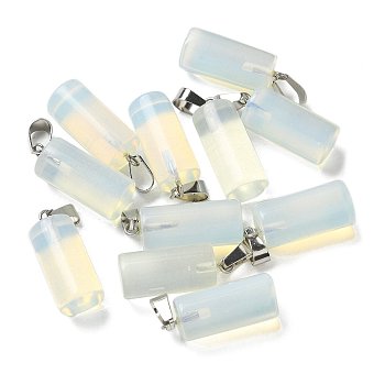 Opalite Pendants, with 201 Stainless Steel Finding, Column, 25x10mm, Hole: 4x7mm