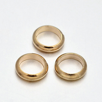 Ring Brass Spacer Beads, Light Gold, 6x1~1.5mm, Hole: 4mm