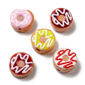 Handmade Lampwork Enamel Beads Strands, Donut, Mixed Color, 15.5x7~8.5mm, Hole: 1.5mm, about 25pcs/strand