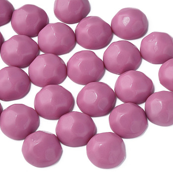 Opaque Acrylic Cabochons, Faceted, Half Round, Flamingo, 23x22x11mm, about 140pcs/500g