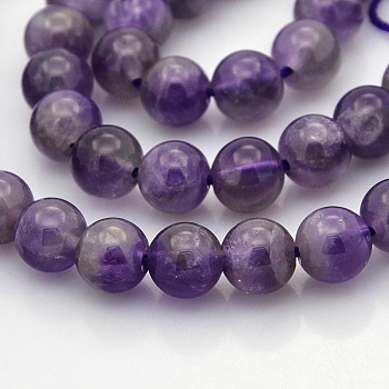Natural Amethyst Round Beads Strands, Medium Purple, 8mm, Hole: 1mm, about 50pcs/strand, 15.7 inch