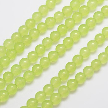 Natural & Dyed Malaysia Jade Bead Strands, Imitation Peridot, Round, Yellow Green, 8mm, Hole: 1.0mm, about 48pcs/strand, 15 inch