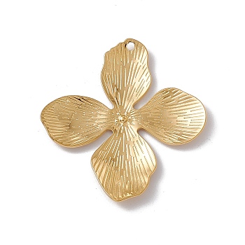 Ion Plating(IP) 304 Stainless Steel Pendants, Flower Charms, Real 18K Gold Plated, 45x42x3mm, Hole: 1.8mm