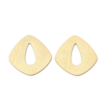 Ion Plating(IP) 304 Stainless Steel Pendants, Teardrop Charm, Real 14K Gold Plated, 23x23x0.5mm, Hole: 12.5x5mm