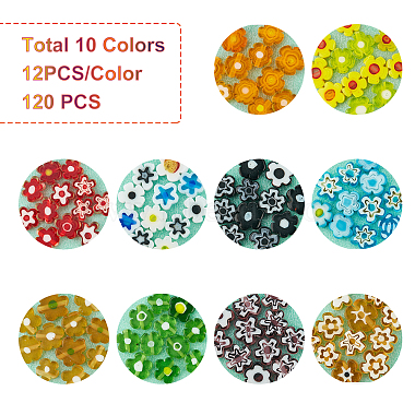 superfindings 120piezas 10 colores cuentas de vidrio millefiori hechas a mano(LAMP-FH0001-01)-2
