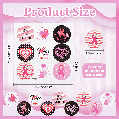 Round Dot Breast Cancer Awareness Pink Ribbon Stickers(DIY-WH0409-31)-2