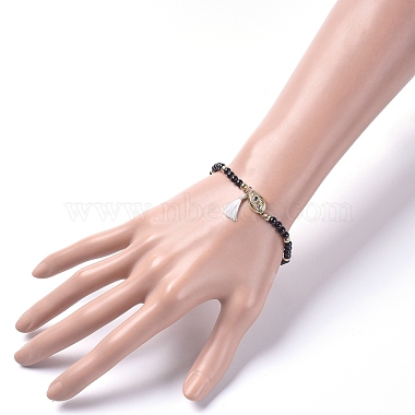 Natural Black Agate(Dyed) Stretch Charm Bracelets(BJEW-JB04849-01)-5