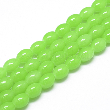 Lime Green Oval Glass Beads