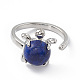 Bague manchette ouverte tortue lapis lazuli naturel(RJEW-P082-01P-06)-3