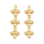 Brass Pendants, Flower Drop Charms, Real 18K Gold Plated, 34x10x4mm, Hole: 1.2mm(KK-CBAFD65-01G)