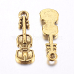 Tibetan Style Alloy Pendants, Lead Free and Cadmium Free, Violin, Antique Golden, 25x7.5x2mm, Hole: 2mm(TIBEP-EA11011YKG-AG-LF)