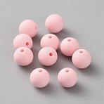 Silicone Beads, Round, Pink, 9~9.5mm, Hole: 2mm(SIL-WH0816-004)