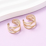 304 Stainless Steel C-Shaped Cuff Earrings, Ion Plating(IP), Real 18K Gold Plated, 14.5x14.5x10mm(EJEW-K268-86G)