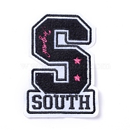 Computerized Embroidery Cloth Sew On Patches, Costume Accessories, Appliques, Costume Accessories, Word South, Black, 108x76x2mm(DIY-D031-E02)