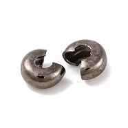 Iron Crimp Beads Covers, Cadmium Free & Lead Free, Gunmetal, Size: About 4mm In Diameter, Hole: 1.5~1.8mm(IFIN-H029-B)