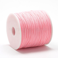 Polyester Cords, Pink, 0.8mm, about 131.23~142.16 yards(120~130m)/roll(OCOR-Q037-31)