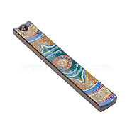 Porcelain Incense Holder, Rectangle with Enamel Pattern, for Home Decoration, Teal, 22x3.5cm(PORC-PW0001-099A)