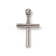 304 Stainless Steel Big Pendants, Sports Charms, Cross with Baseball, Stainless Steel Color, 53x30x6mm, Hole: 5mm(STAS-I132-06P)