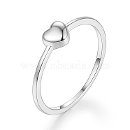 Simple 925 Silver Heart Finger Ring, US Size 8(18.1mm)(DZ1793-3)