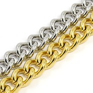 304 Stainless Steel Curb Chain/Twisted Chain Bracelets, with Lobster Claw Clasps, Mixed Color, 9 inch(230mm), 13.5mm(STAS-A028-B140)