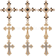 DIY Cross Jewelry Making Finding Kit, Including 24Pcs 3 Styles Alloy Rhinestone Pendants & Chandelier Component Links, Light Gold, 28.5~36.5x19~30x2~3.5mm, Hole: 1.5~2mm, 8Pcs/style(FIND-SC0005-67)