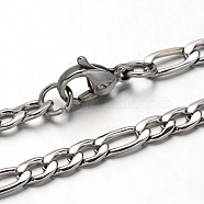 304 Stainless Steel Figaro Chain Necklaces, with Lobster Claw Clasps, Stainless Steel Color, 21.6 inch(55cm), 3.5mm(NJEW-I065-36)