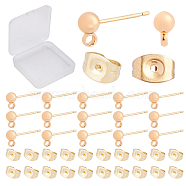 CREATCABIN 50Pcs Brass Stud Earring Findings, 50Pcs Brass Ear Nuts, Real 18K Gold Plated, 50pcs/style(KK-CN0001-44)