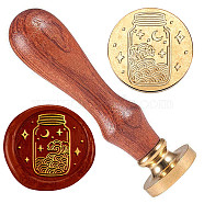 Brass Sealing Wax Stamp Head, with Wood Handle, for Envelopes Invitations, Gift Cards, Bottle, 83x22mm, Head: 7.5mm, Stamps: 25x14.5mm(AJEW-WH0208-893)