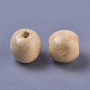Dyed Natural Wood Beads, Round, Lead Free, Wheat, 16x15mm, Hole: 4mm, about 800pcs/1000g(WOOD-Q006-16mm-04-LF)