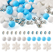 Pandahall DIY Winter Theme Jewelry Making Finding Kit, Including Snowflake & Round Silicone & Glass Rhinestone Spacer Beads, Mixed Color, 65Pcs/bag(DIY-TA0005-48)