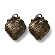 Rack Plating Iron Locket Pendants, Long-Lasting Plated, Lead Free & Cadmium Free, Strawberry, Antique Bronze, 29x22x8mm, Hole: 3.5mm, Inner Diameter: 17x15.5mm(KK-F090-05AB)