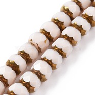 Electroplate Opaque Glass Beads Strands, Half Golden Plated, Long-Lasting Plated, Faceted, Rondelle, Linen, 7.5x6mm, Hole: 1.2mm, about 60pcs/strand, 15.75''(40cm)(GLAA-P003-A04)