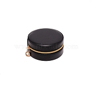 PU Leather Jewelry Box, with Foam Mat, Flat Round, Black, 10.05x4.85cm(CON-WH0002-01A)