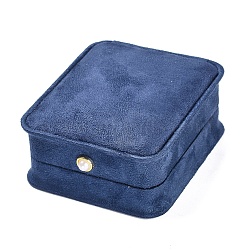 Velvet Pendants Boxes, with Acrylic Pearl, Rectangle, for Wedding, Jewelry Storage Case, Dark Blue, 3-1/4x2-7/8x1-1/2 inch(8.4x7.3x3.7cm)(VBOX-A004-02B)